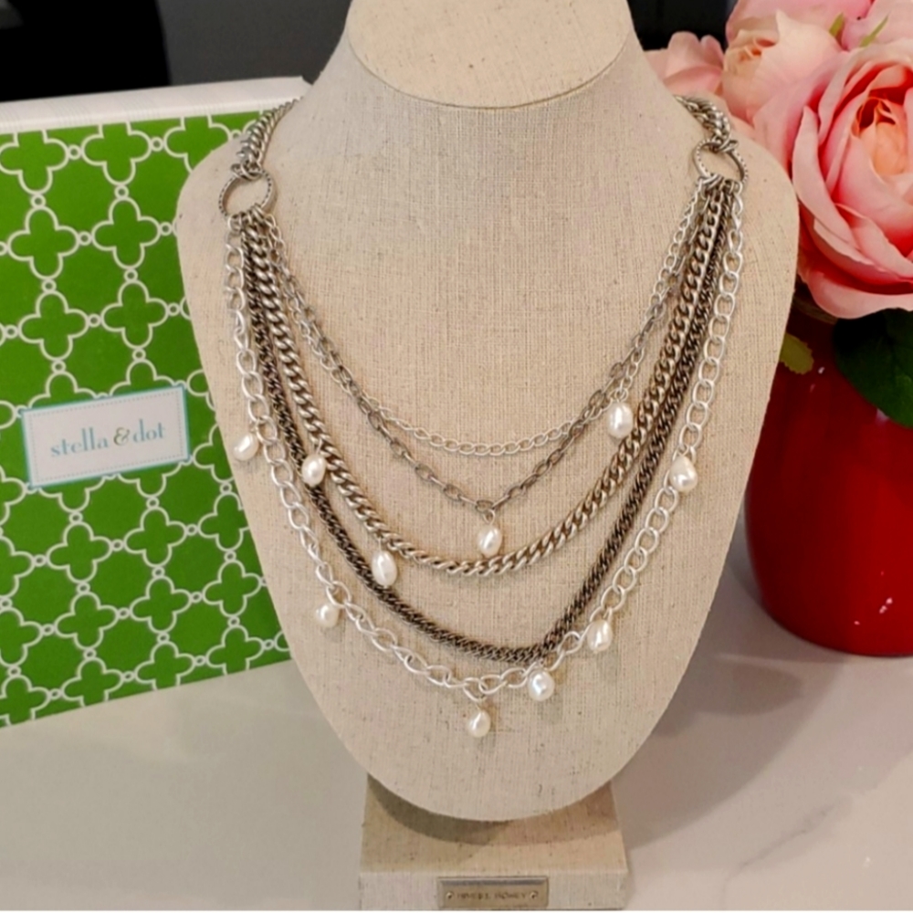 Stella & Dot Avery Chain & Pearl Necklace